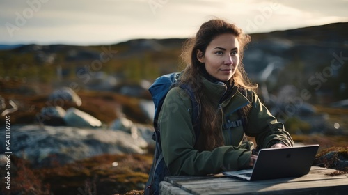 Portrait of a woman at a remote research station studying ecosystems and biodiversity