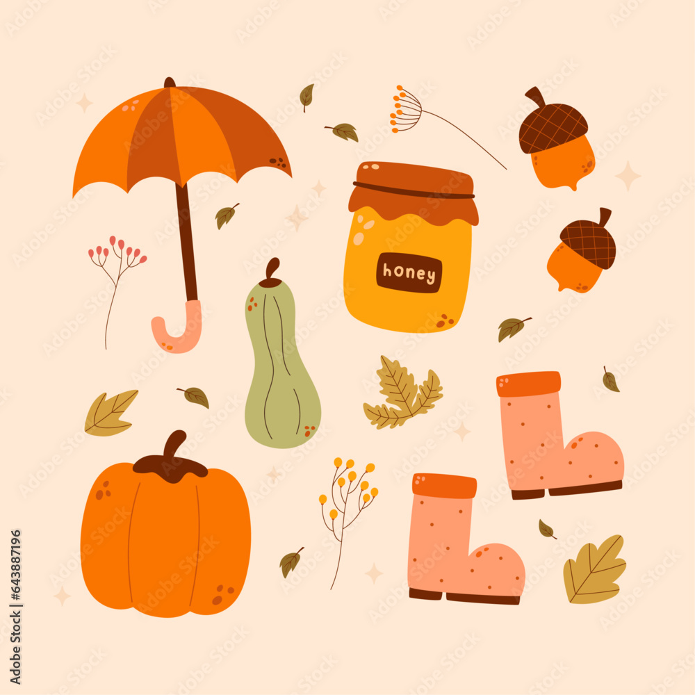 Autumn elements set vector illustration Autumn elements set vector illustration