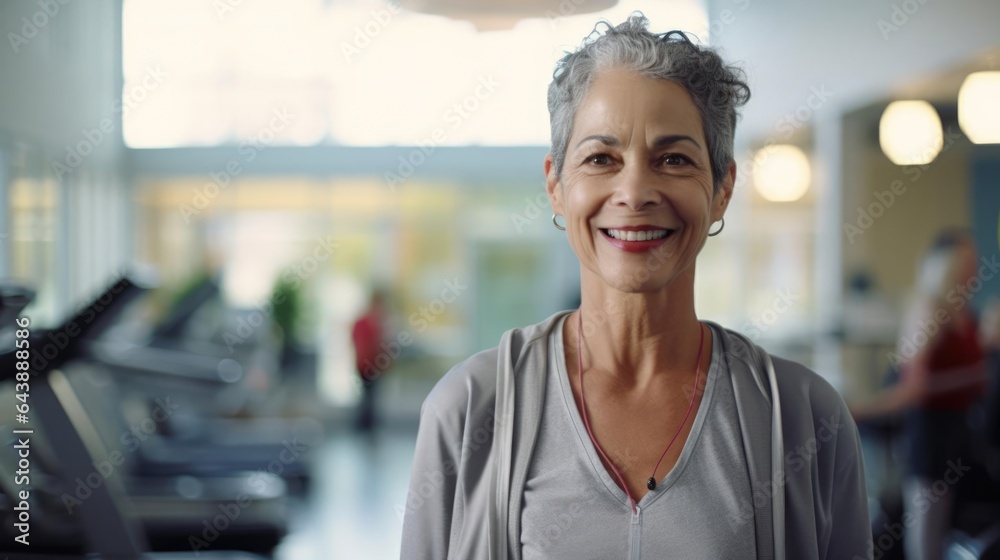 Portrait of a woman in a bustling rehabilitation center helping patients regain independence and improve their quality of life through customized therapy programs Portrait of a woman in a bustling rehabilitation center helping patients regain independence and improve their quality of life through customized therapy programs