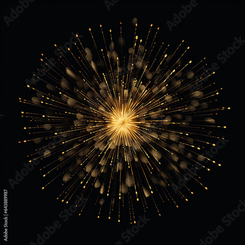 A golden fireworks on a black background. Illustration
Created from generative AI tools.