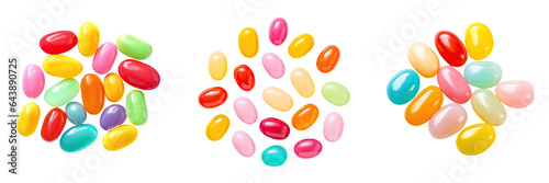 Tasty vibrant jelly beans against a transparent background