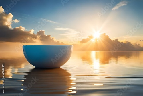 cup of water on beach