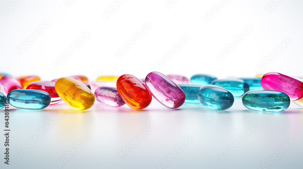 Multicolored transparent tablets on a white background
Multicolored transparent tablets on a white background