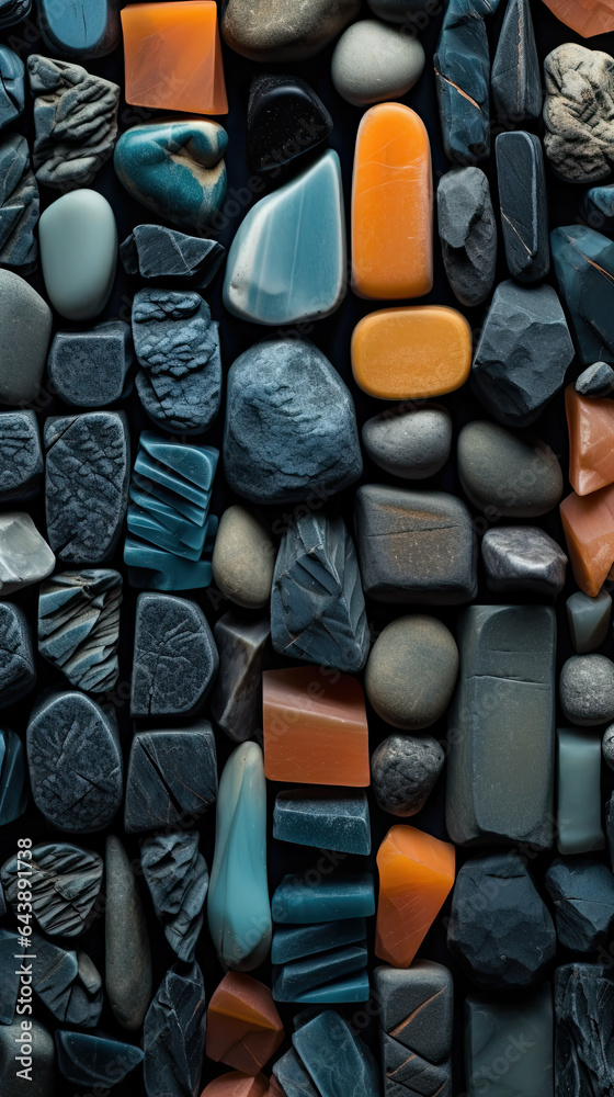 Fototapeta premium A collection of different colored stones including one that is made of stone