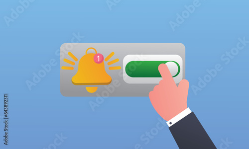 New Update Notification Power On Notification Concept.on blue background.Vector Design Illustration.