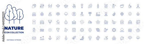 Nature icon collection. Thin line icon. Editable stroke. Editable stroke. Nature icons for web and mobile app.