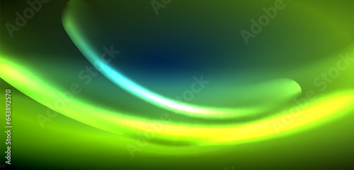 Dynamic waves in ethereal glow of neon lights. Concept merges fluidity of motion with vibrant allure of neon, crafting entrancing backdrop that embodies both vitality and futuristic sophistication