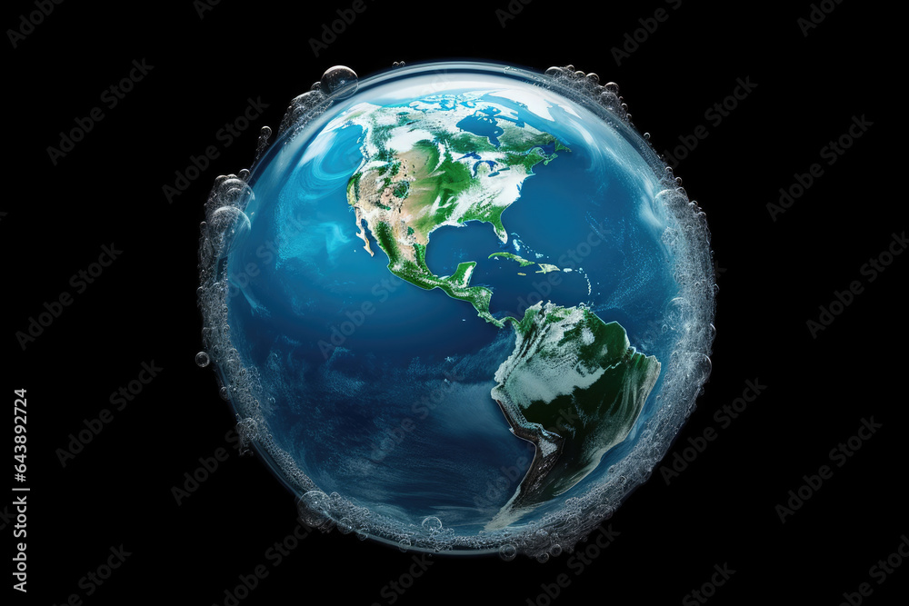 Naklejka premium A globe with Hidden message Save the Water, Generative AI