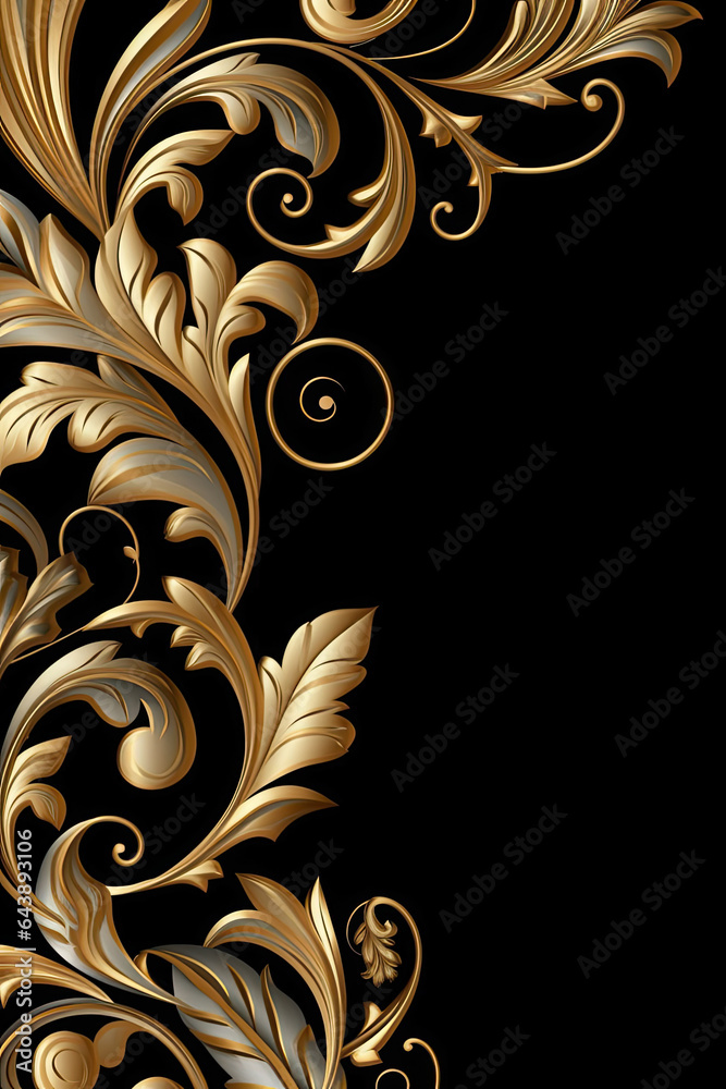 A gold and black wallpaper with a flower design like chocolate, Generative AI A gold and black wallpaper with a flower design like chocolate, Generative AI