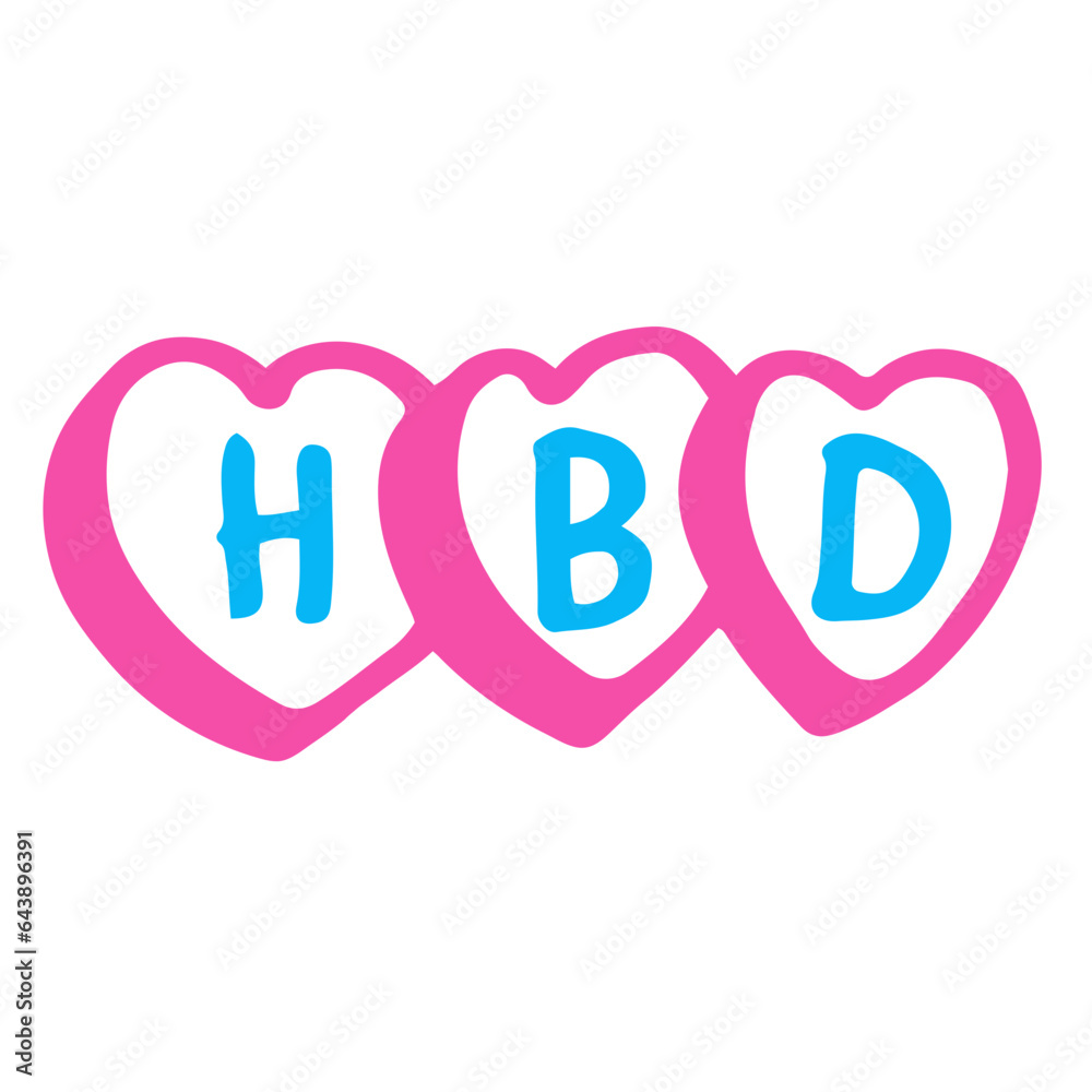 HBD hand drawn lettering HBD hand drawn lettering