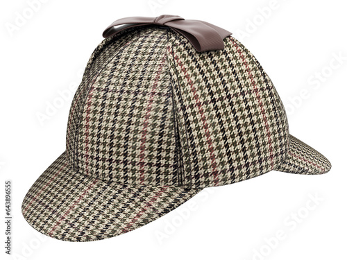 Deerstalker hat isolated on white background - 3D illustration