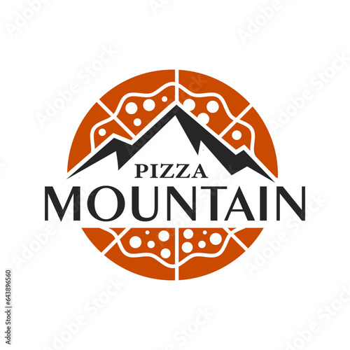 Mountain with Pizza Shell for Outdoor Adventure Pizza Pizza Restaurant vintage Logo Design