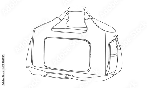 Gym Bags for Men and Women, Sports Duffle Bags, Travel Gym Bags with Shoes Compartment, Vector Illustration, Bag Outline Template.