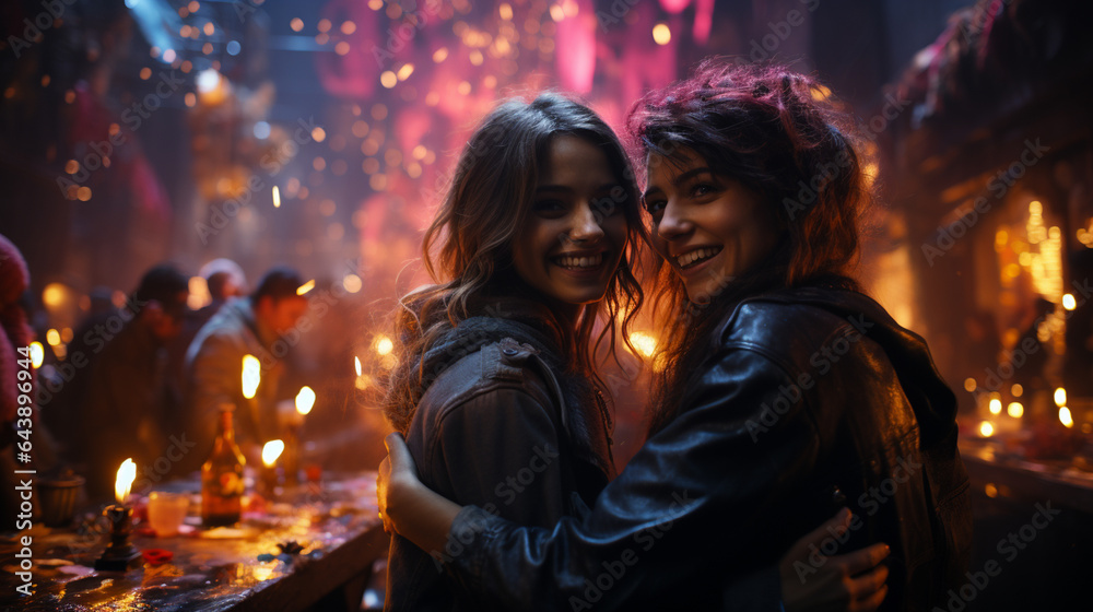 Friends celebrating new year. Friends celebrating new year.