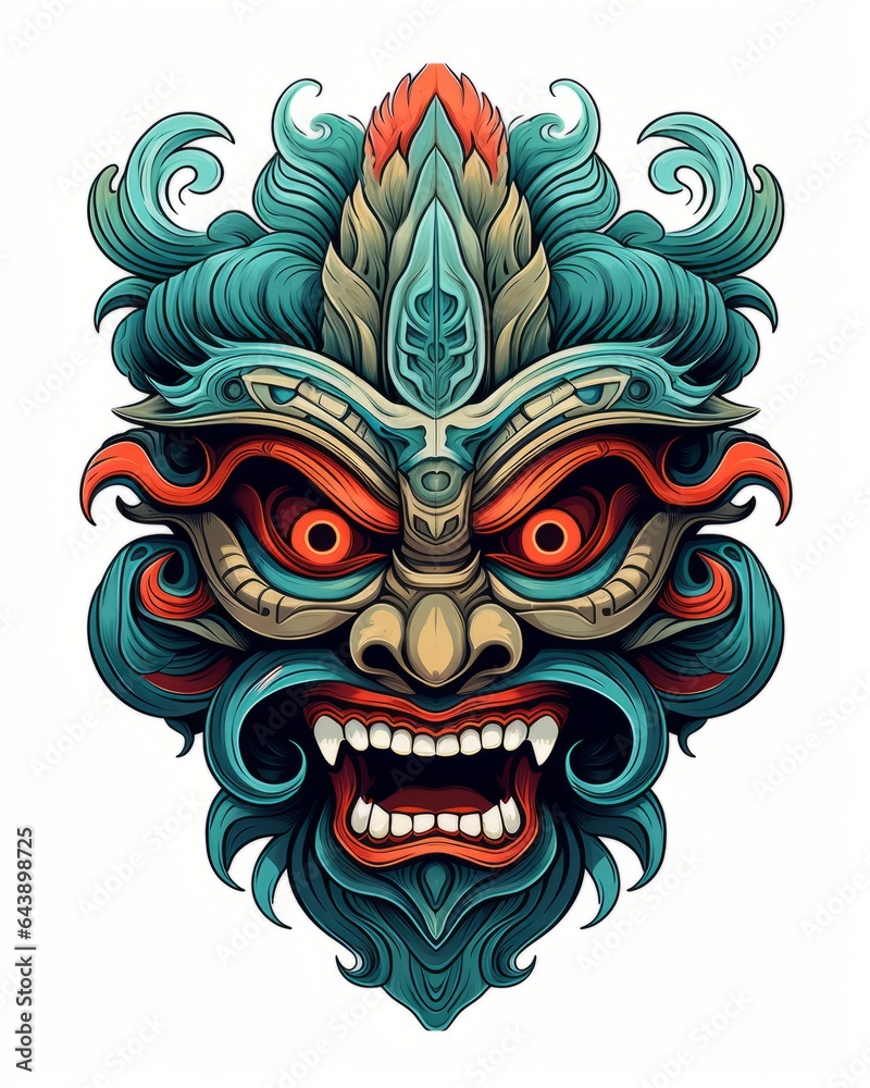 Scary monster mask design isolated on plain background