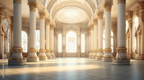Slika na platnu 3d columns wallpaper. elegant interior old palace