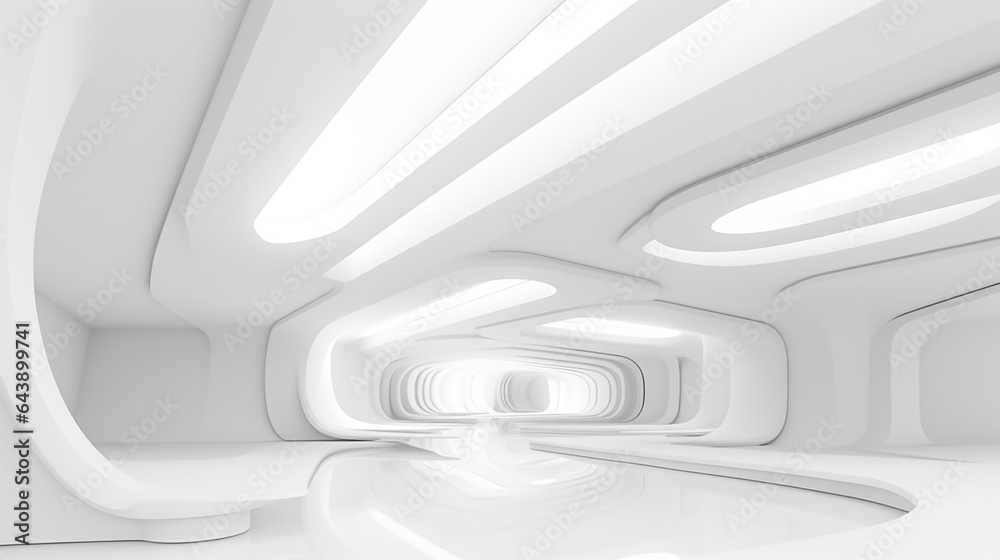 abstract white futuristic architecture background. modern white interior