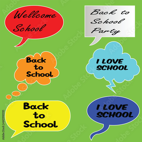 Retro back to school comic bubbles speech and elements set back to school, welcome to school