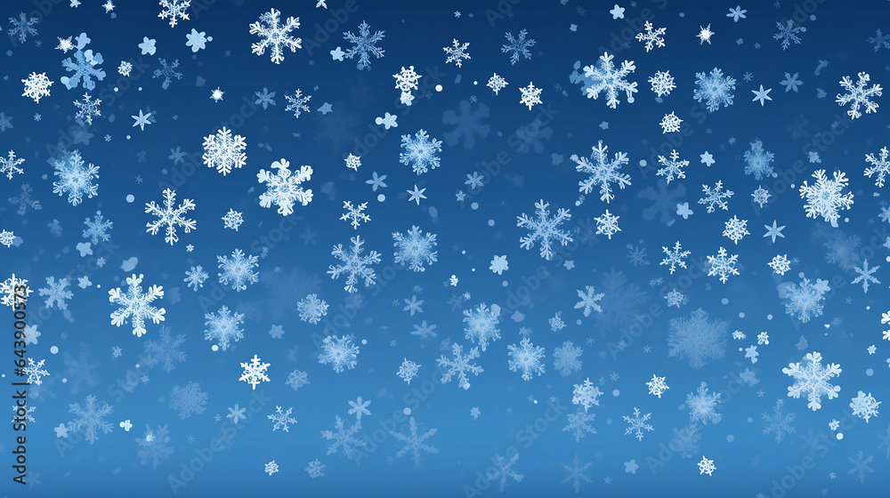 winter blue background with falling snow.