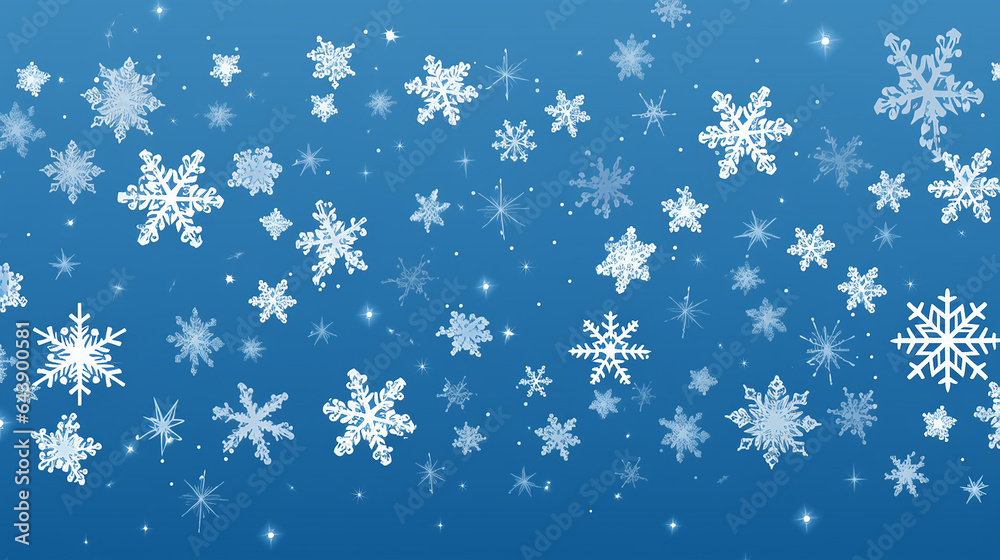 winter blue background with falling snow. simple Christmas background