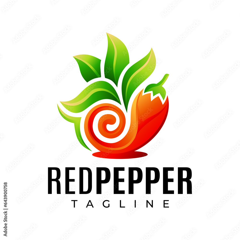 Fototapeta premium Gradient simple red chili pepper abstract logo design