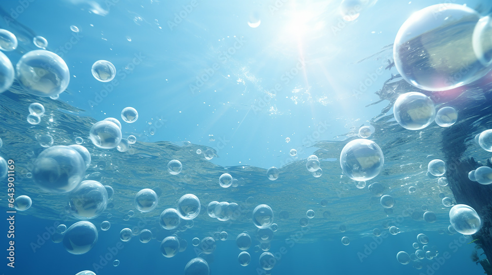 air bubbles under water 3d rendering