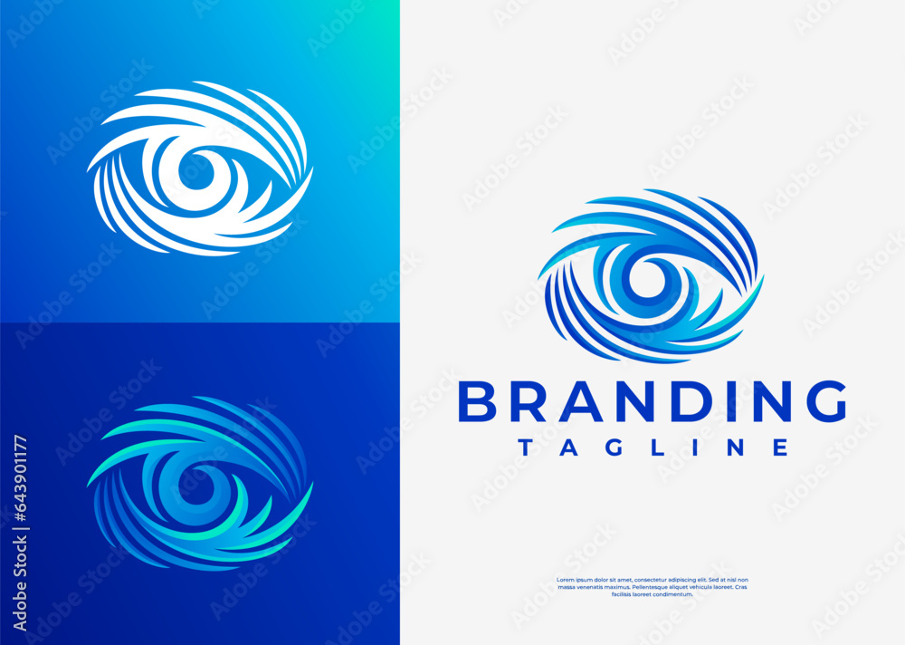 Line swoosh optical eye abstract logo design template Line swoosh optical eye abstract logo design template