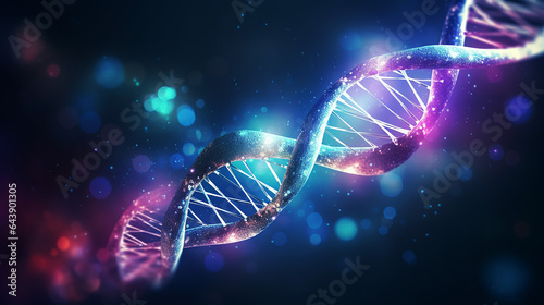 glowing DNA stand 3d rendering