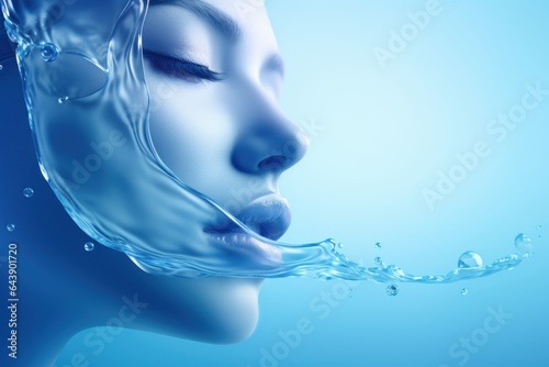 World Water Day Concept with Beautiful Woman Face, Saving Water and Environmental Protection, Save Water Save Life photo