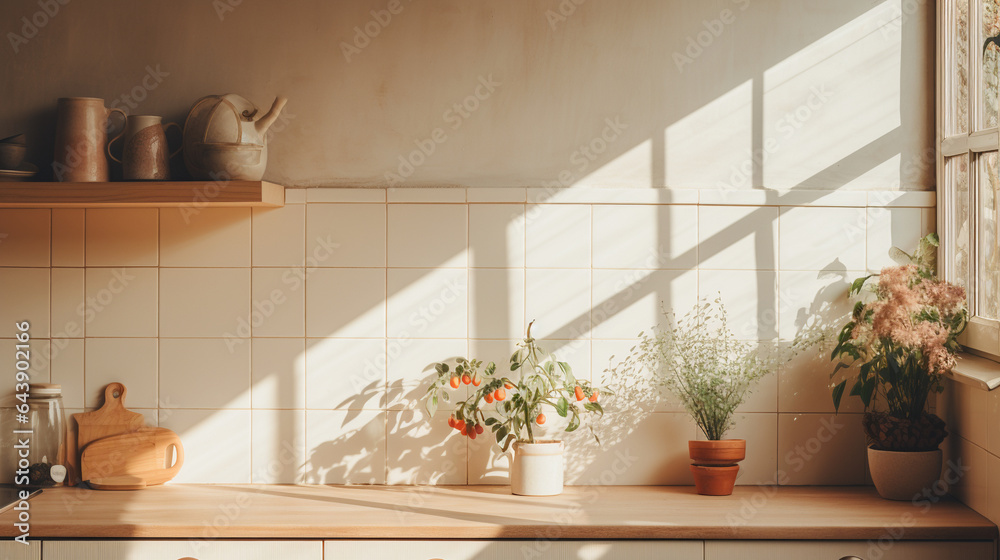 The kitchen in rustic docroation style with morning light The kitchen in rustic docroation style with morning light