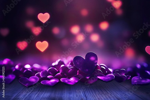 Abstract Bokeh Hearts Valentine Day Background, Generative AI