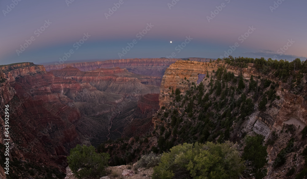 Angels Window Moonrise at Grand Canyon North Rim AZ