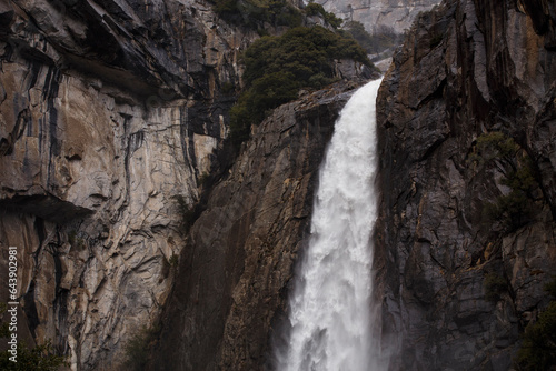Lower Yosemite Falls seen in winter in Yosemite National Park.