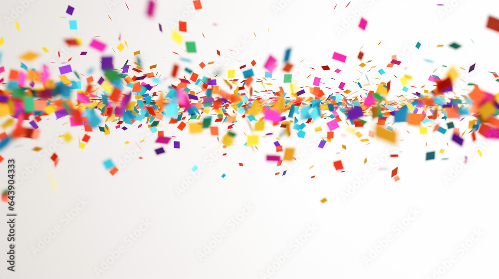 multicolor confetti abstract background with a lot of falling pieces isolated on white background