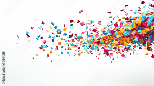multicolor confetti abstract background with a lot of falling pieces isolated on white background