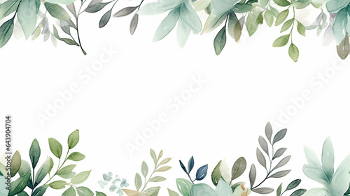 watercolor hand painted leaves frame watercolor floral background