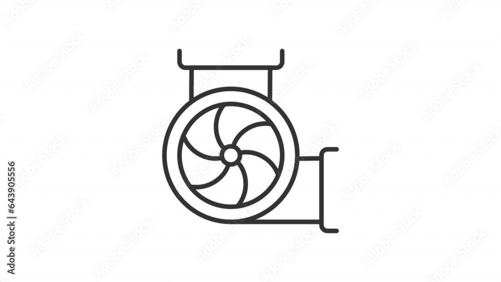 Set of white line icon animations representing ventilation, HD video with transparent background, seamless loop 4K video.