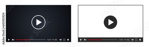 Obraz na płótnie 動画再生ボタン付きのビデオプレーヤーの複数セットベクターイラスト素材