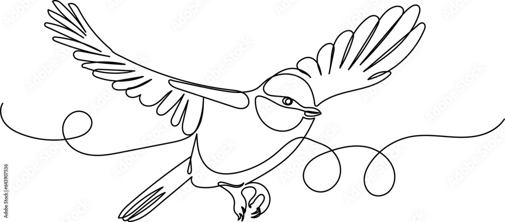 tit flies continuous line drawing vector