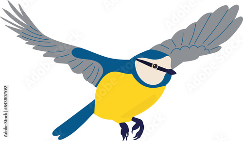 tit flies in doodle style vector