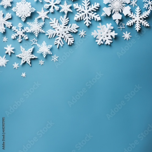 Blue winter background with snowflakes