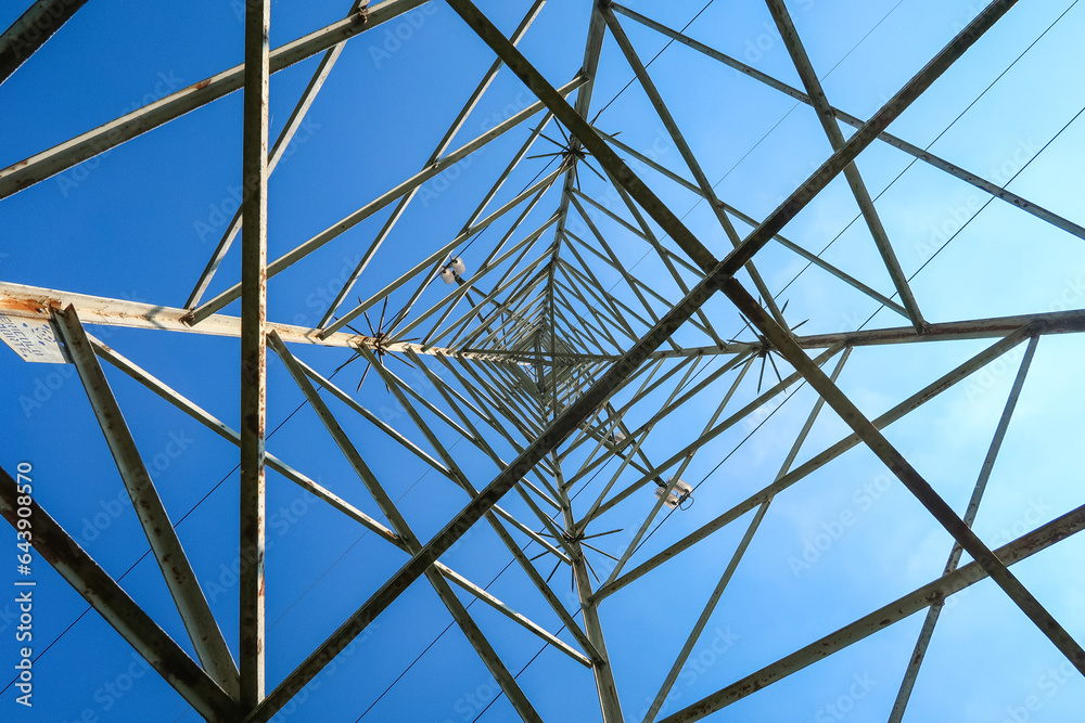 Electric pylon current electricity energy ecological transition panorama landscape