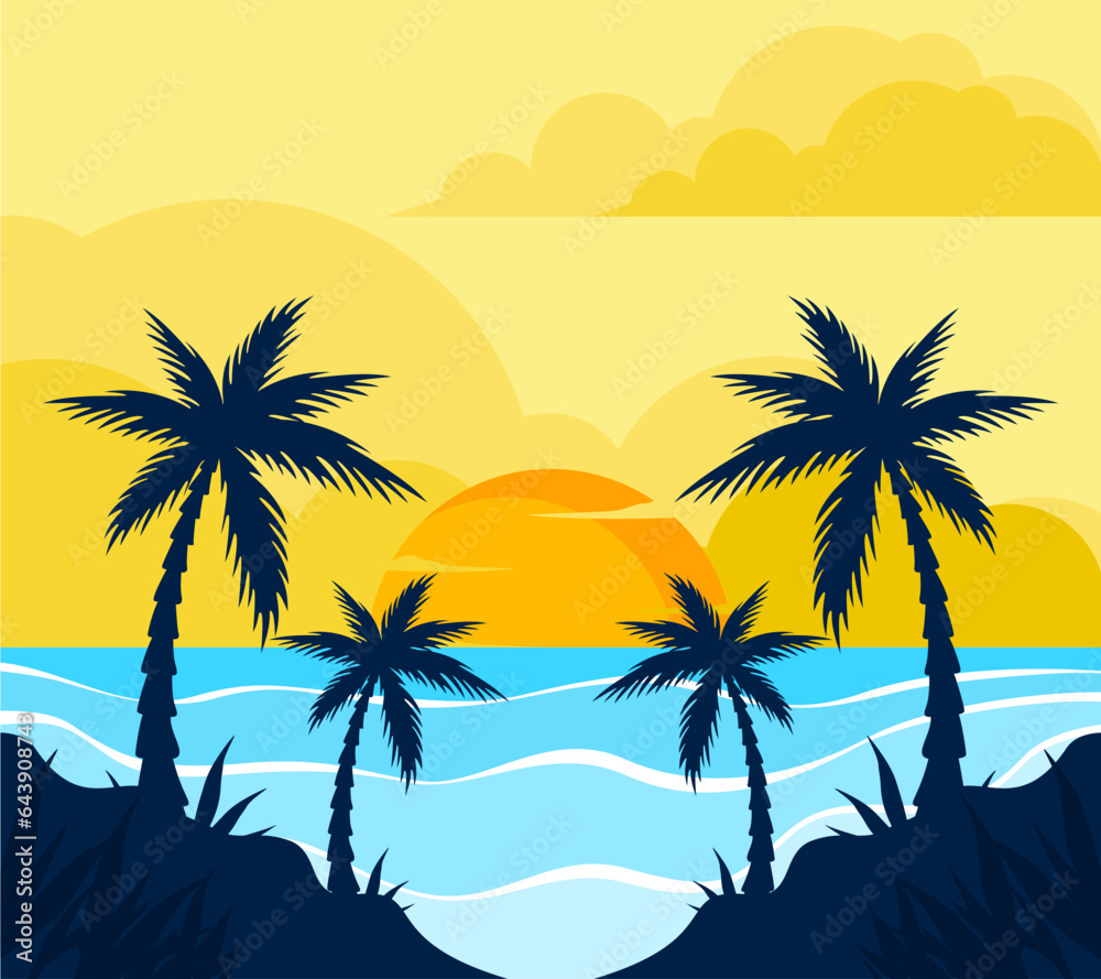 palm trees on the beach summer background