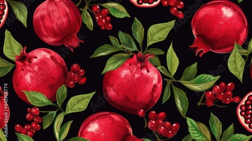 Pomegranate illustrated background © olegganko