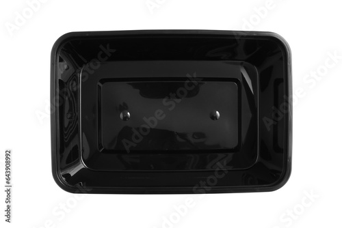 Black Plastic Rectangle Shape Tray Top View isolated on white background with clipping paths