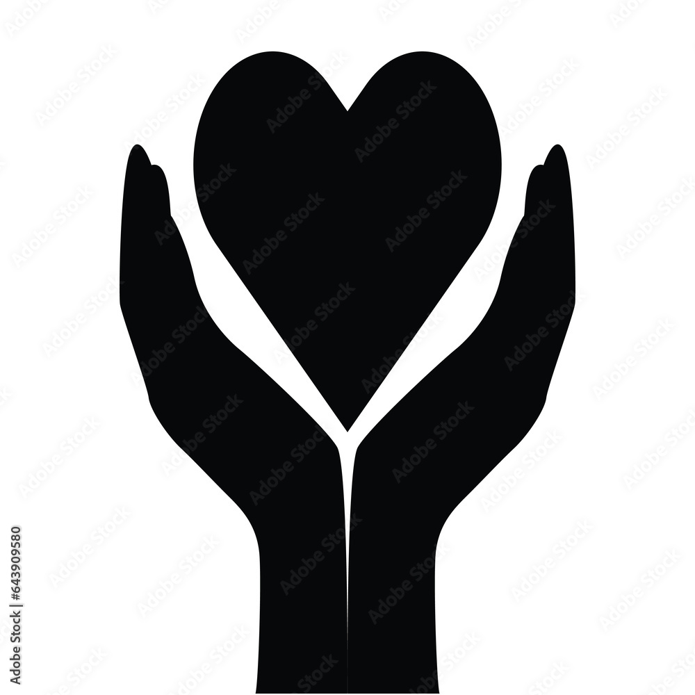 Love symbol holding in hand, conceptual art work, vector art illustration Love symbol holding in hand, conceptual art work, vector art illustration