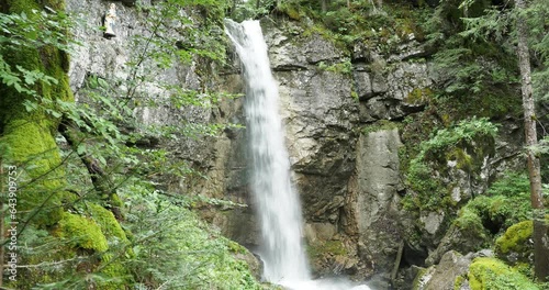 Sibli Waterfall in Enterrottach gemeinde Rottach-Egern in southwest of Lake Tegernsee. Natural spectacle falling with a height of about 15 meters in a shimmering turquoise pool
 photo