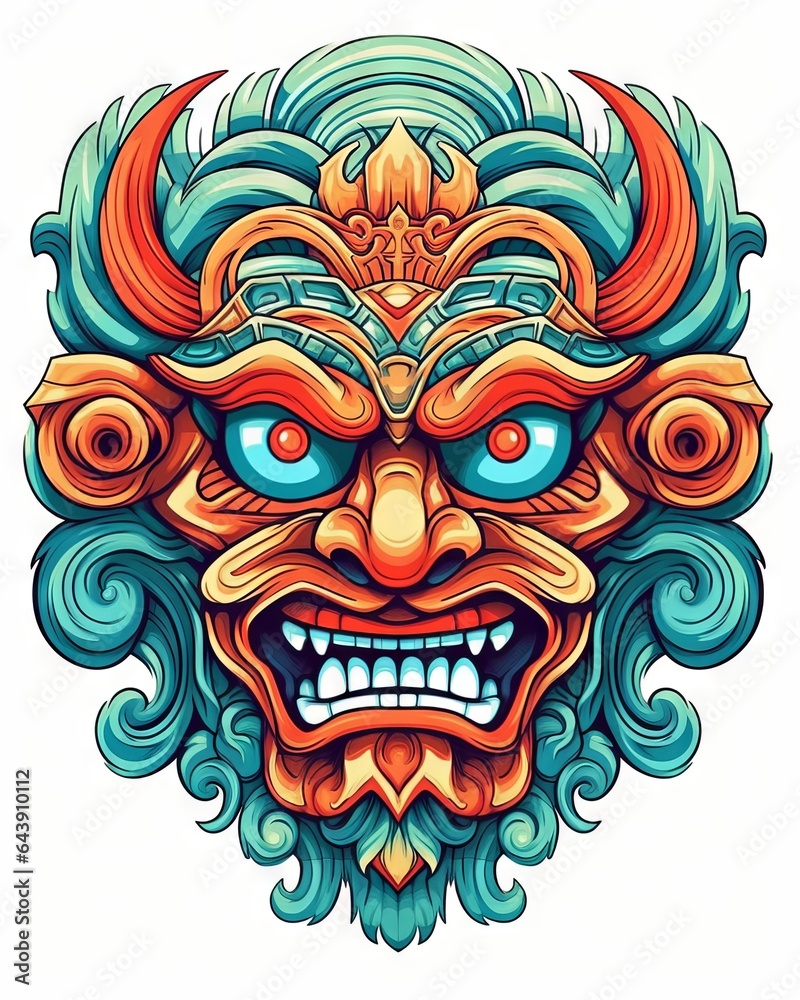 Scary monster mask design isolated on plain background