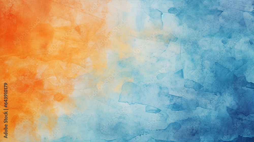 Orange and blue watercolor grunge abstract background, watercolor paint background, Generative AI