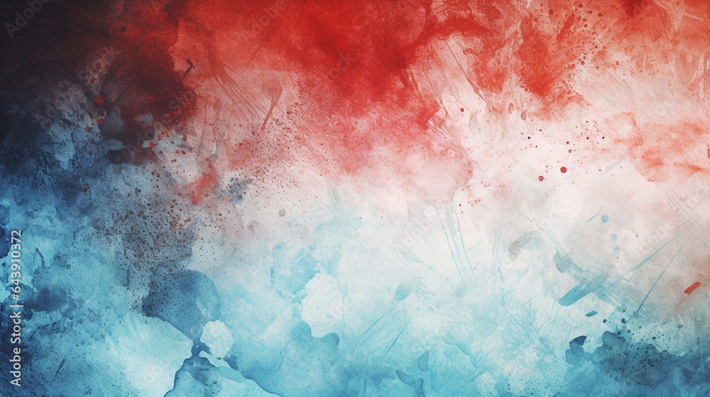 Red and blue watercolor grunge abstract background, watercolor paint background, Generative AI
